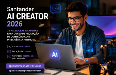 Santander AI Creator 2026 oferece 35 mil bolsas gratuitas para formação em Inteligência Artificial